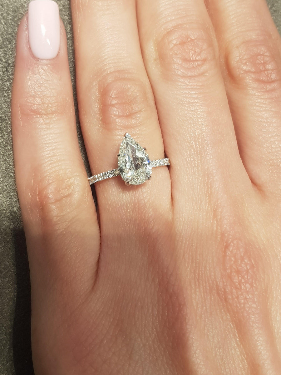 Pear shaped halo engagement ring setting 140-101 – Cut FJ LLC.